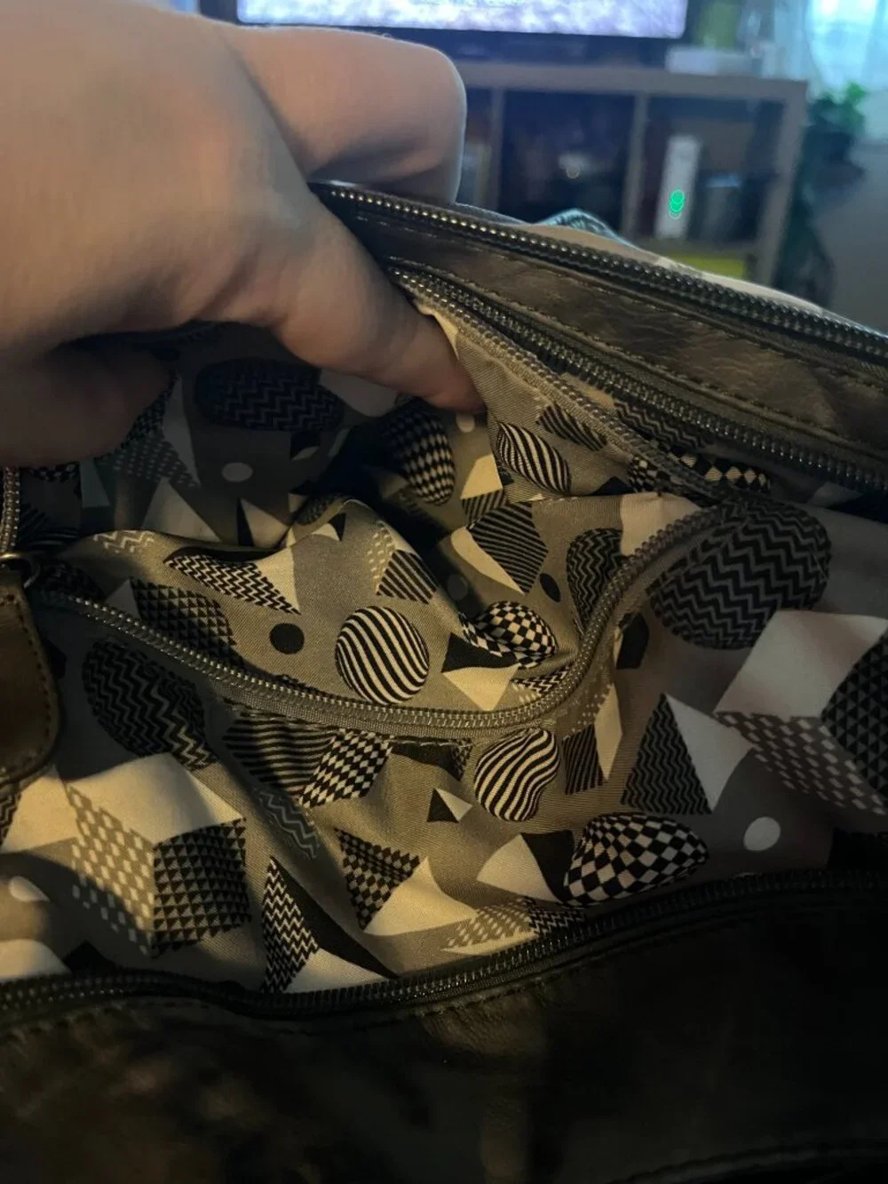 Large Black and Grey Handbag/Purse